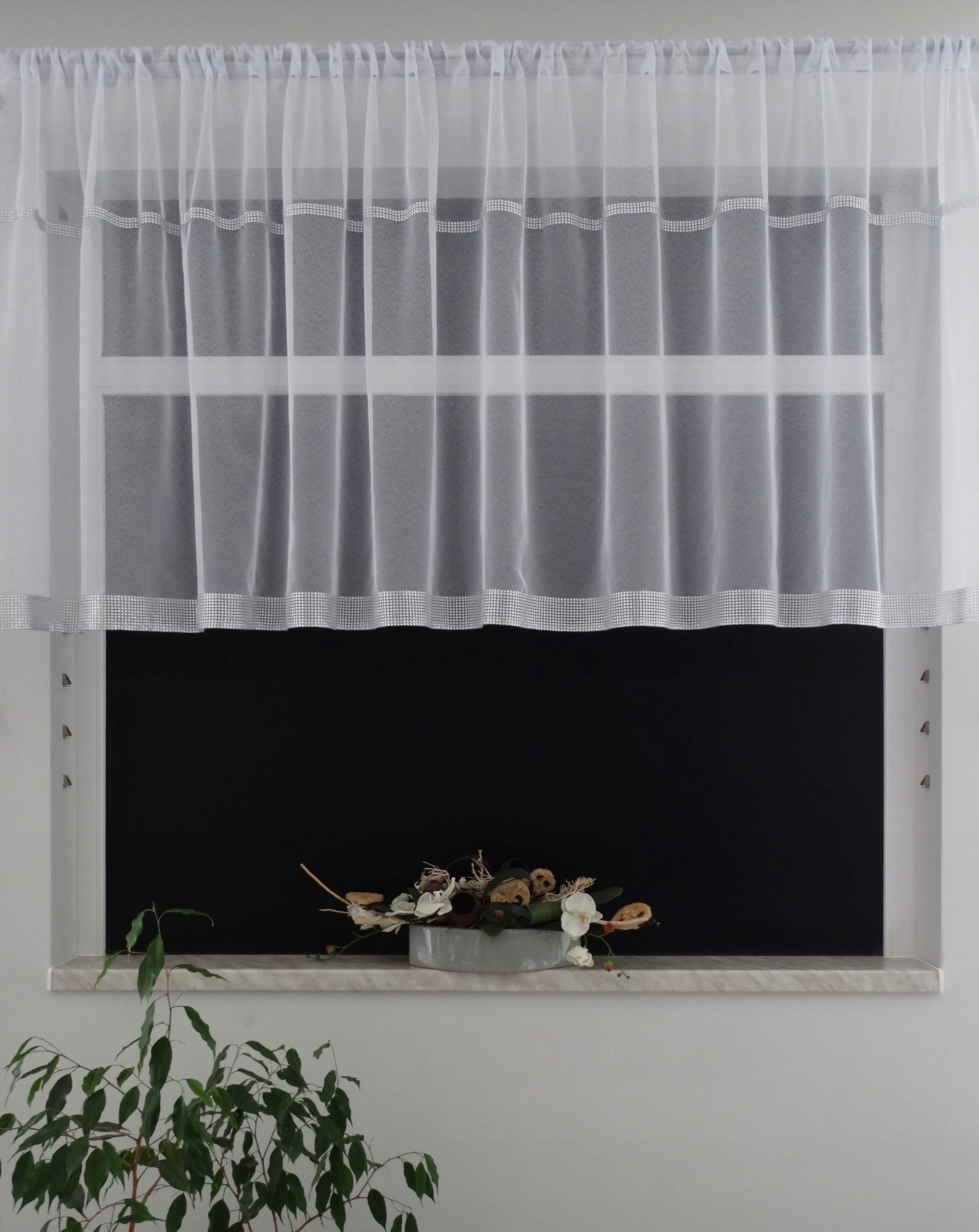 Mg Záclona 300x120 cm hotová Enzo se zirkony Šitá