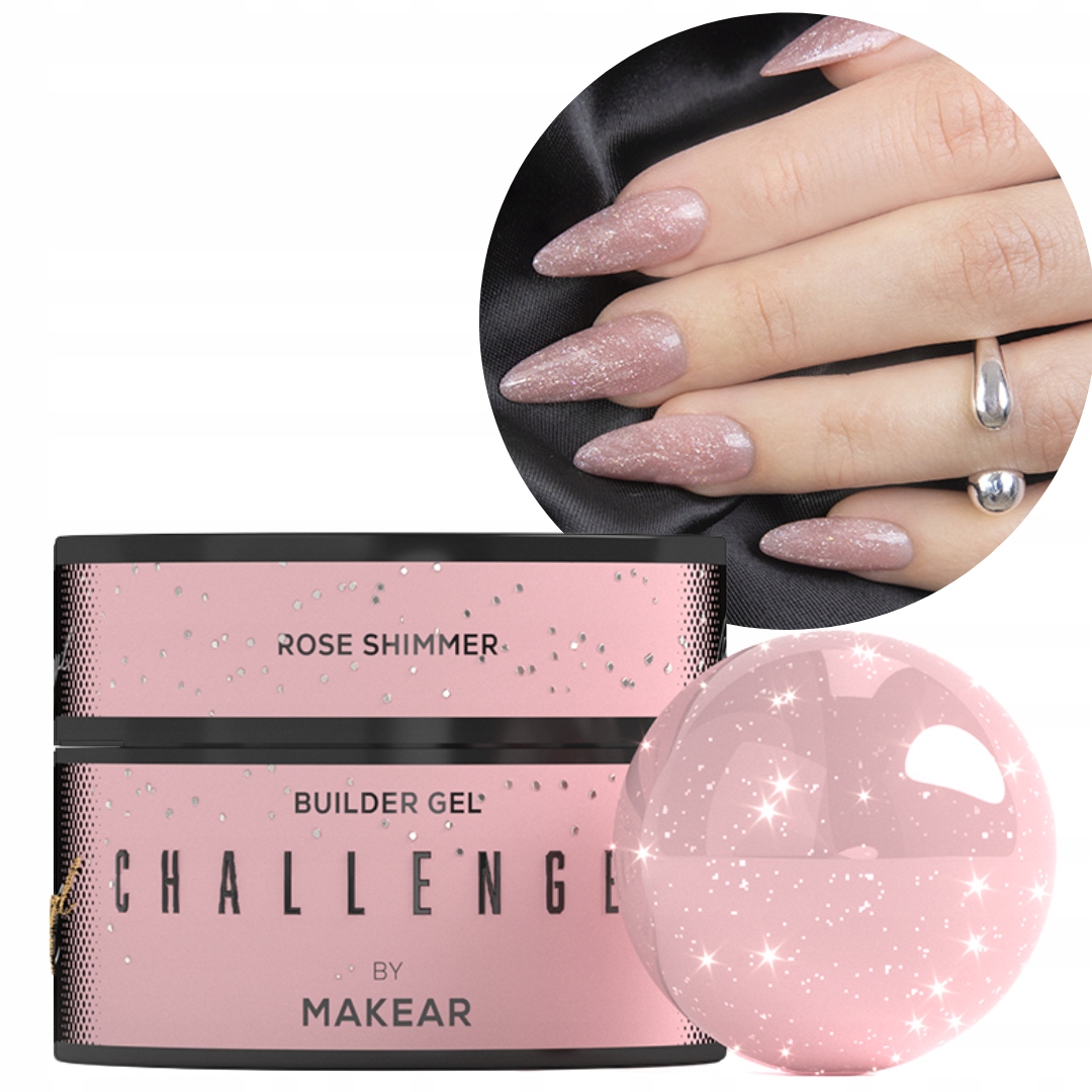 HG14 Challengel Shimmer Rose Żel budujący do paznokci drobinka