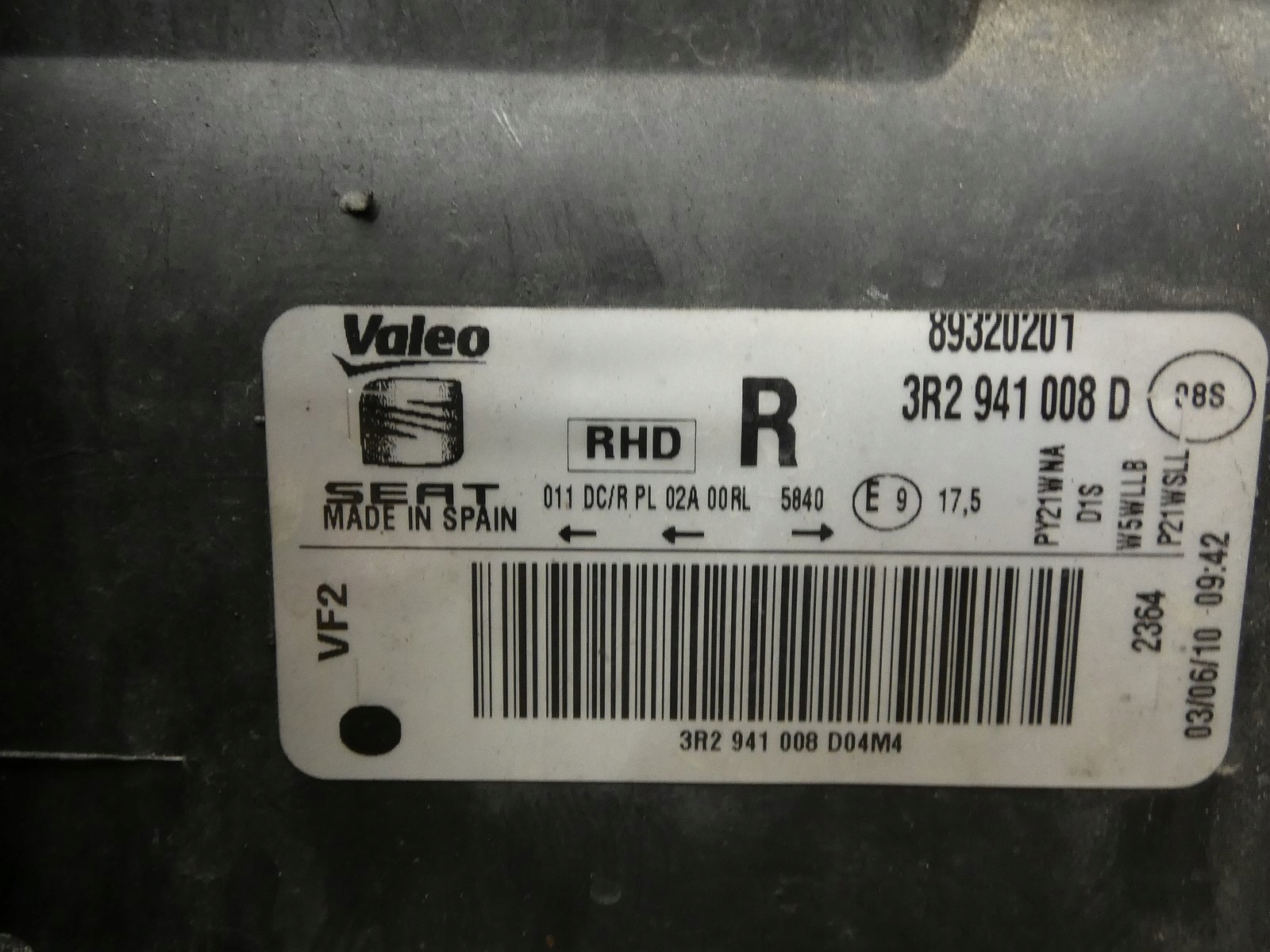 light right front right front XENON SEAT EXEO 3R2941008D