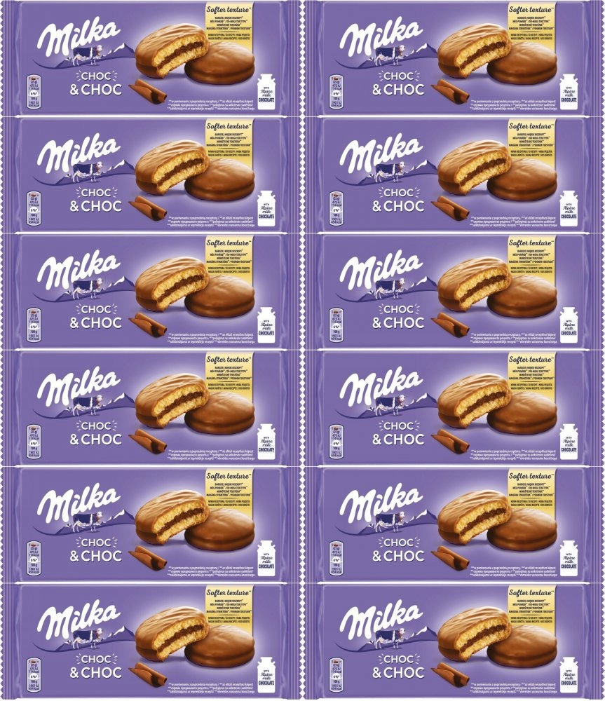 Milka Choc&Choc ciastka z nadzieniem 150g biszkopty w czekoladzie x12