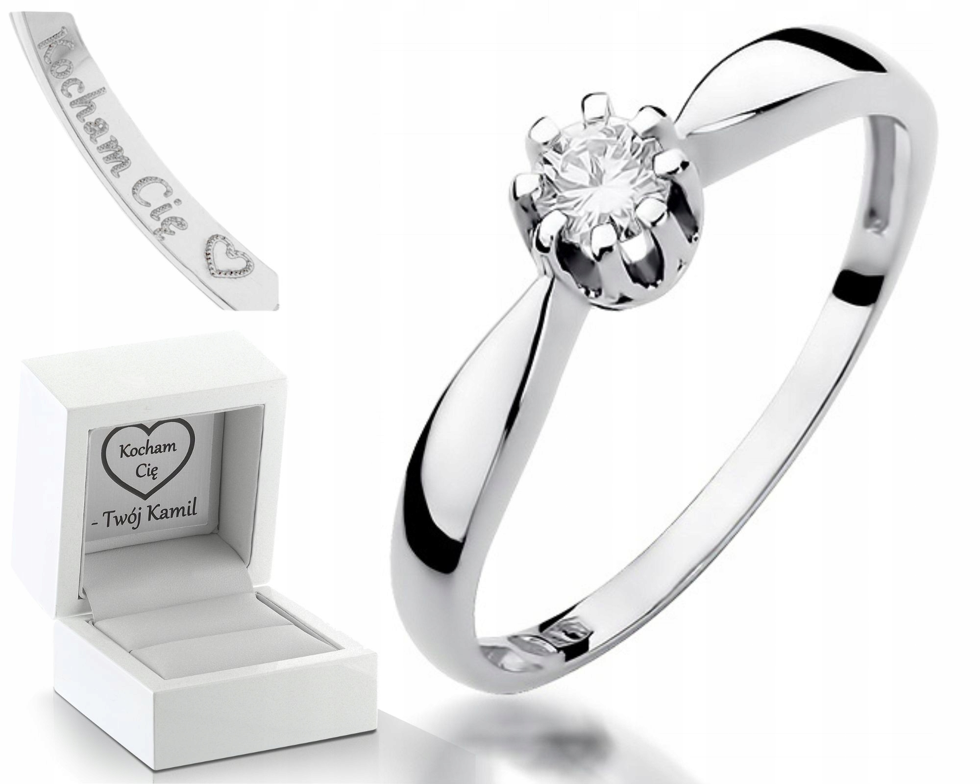 Prstýnek S Briliantem 0,15 Ct Bílé Zlato 0,585 Zásnubní Dárek