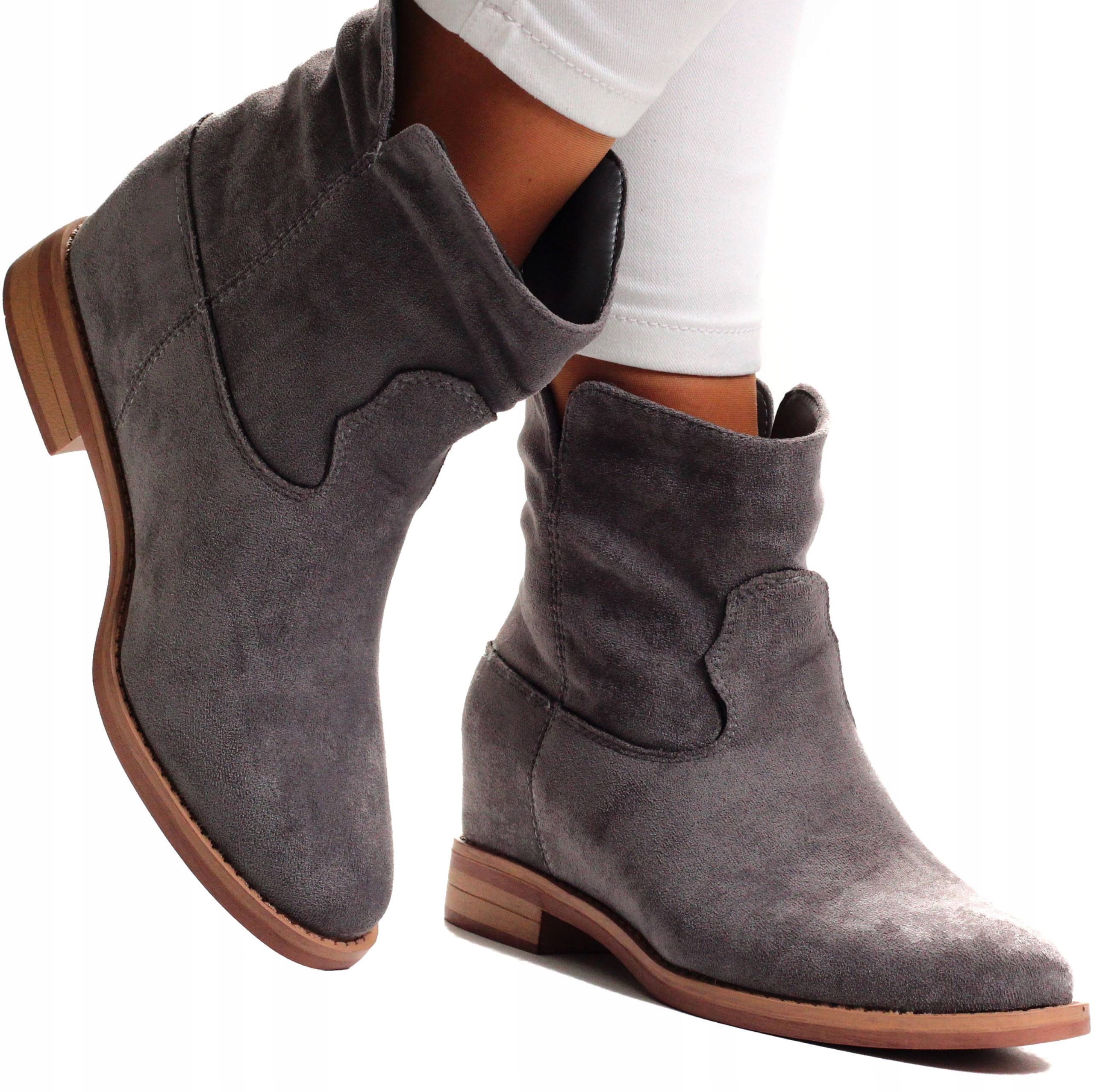 BOTKI damskie ZAMSZOWE Buty LEKKIE wygodne Rozmiar 37