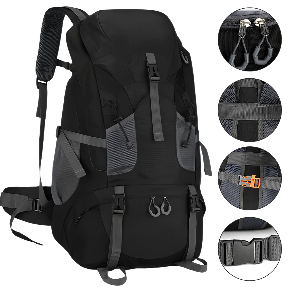 Plecak Turystyczny 69L Outdoor Lekki Wielofunkcyjny Do Hikingu Czarny