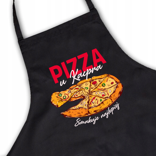 Černá kuchyňská zástěra na Dárek Pizza na pizzu s vlastním potiskem