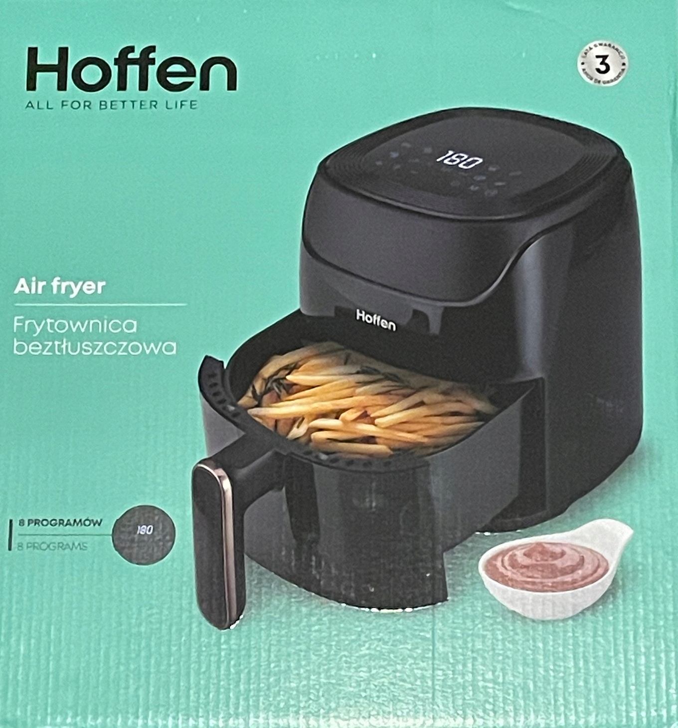 Hoffen Beztuková Fritéza 1400W 8 Programů 3,8 L Černá