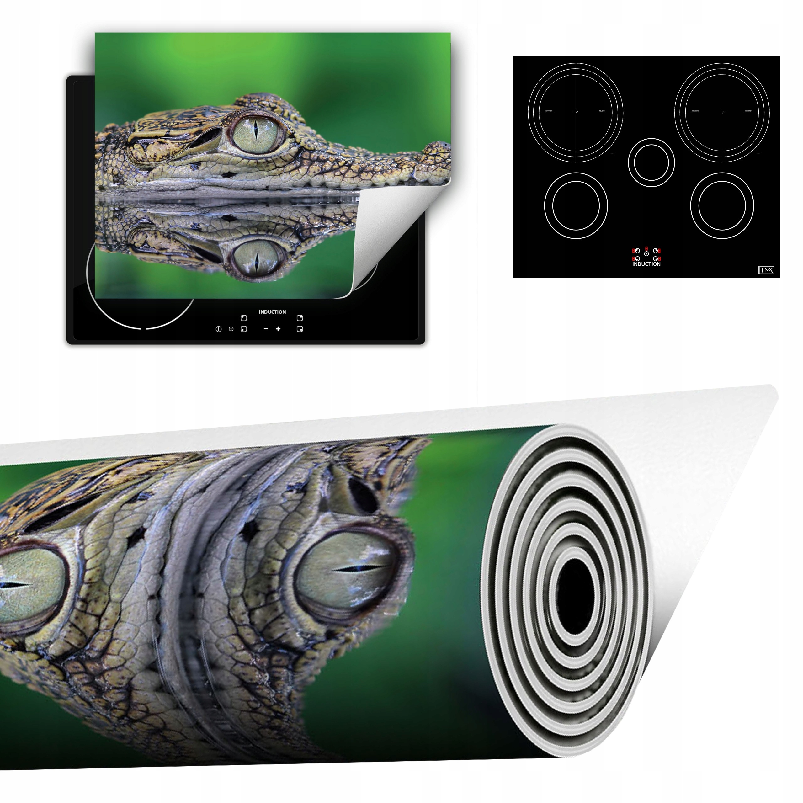 Vinylová Podložka Do Kuchyně Více Místa 70x52 zelená krokodýl