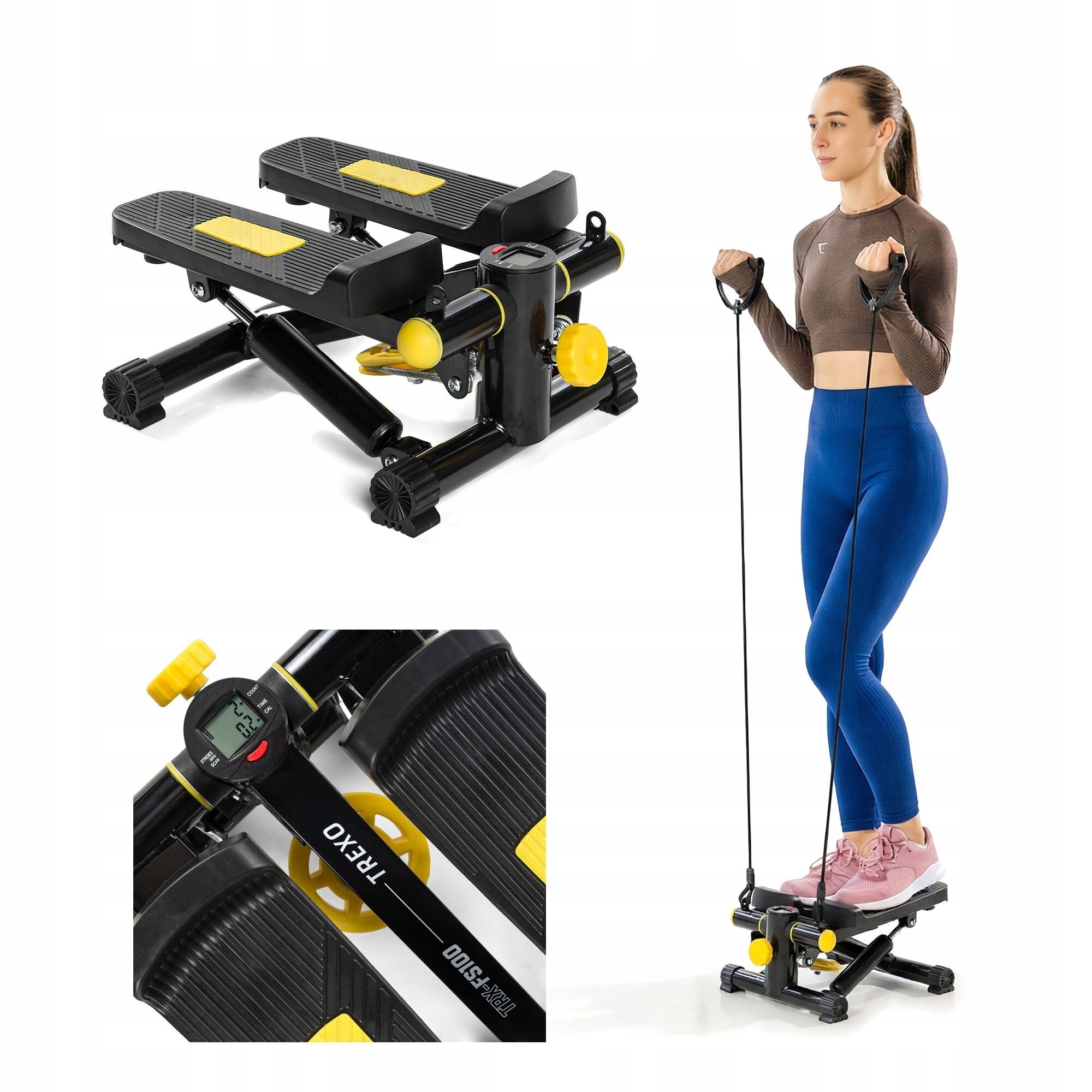 Stepper fitness step do ćwiczeń aerobiku Xtrexo FS100 z linkami licznik