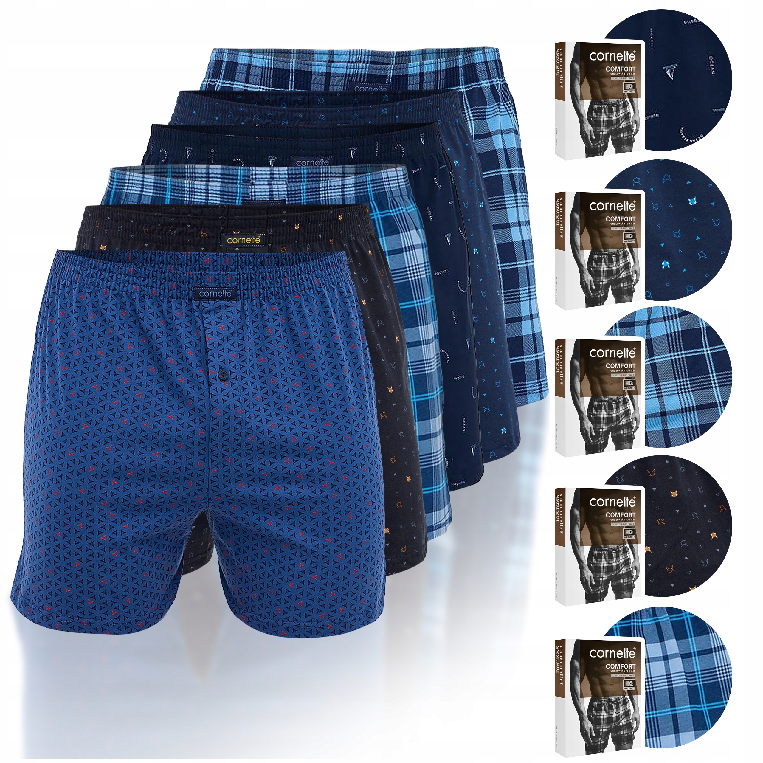 Cornette Pánské volné bavlněné boxerky 6 kusů BM004 Comfort Velikost M