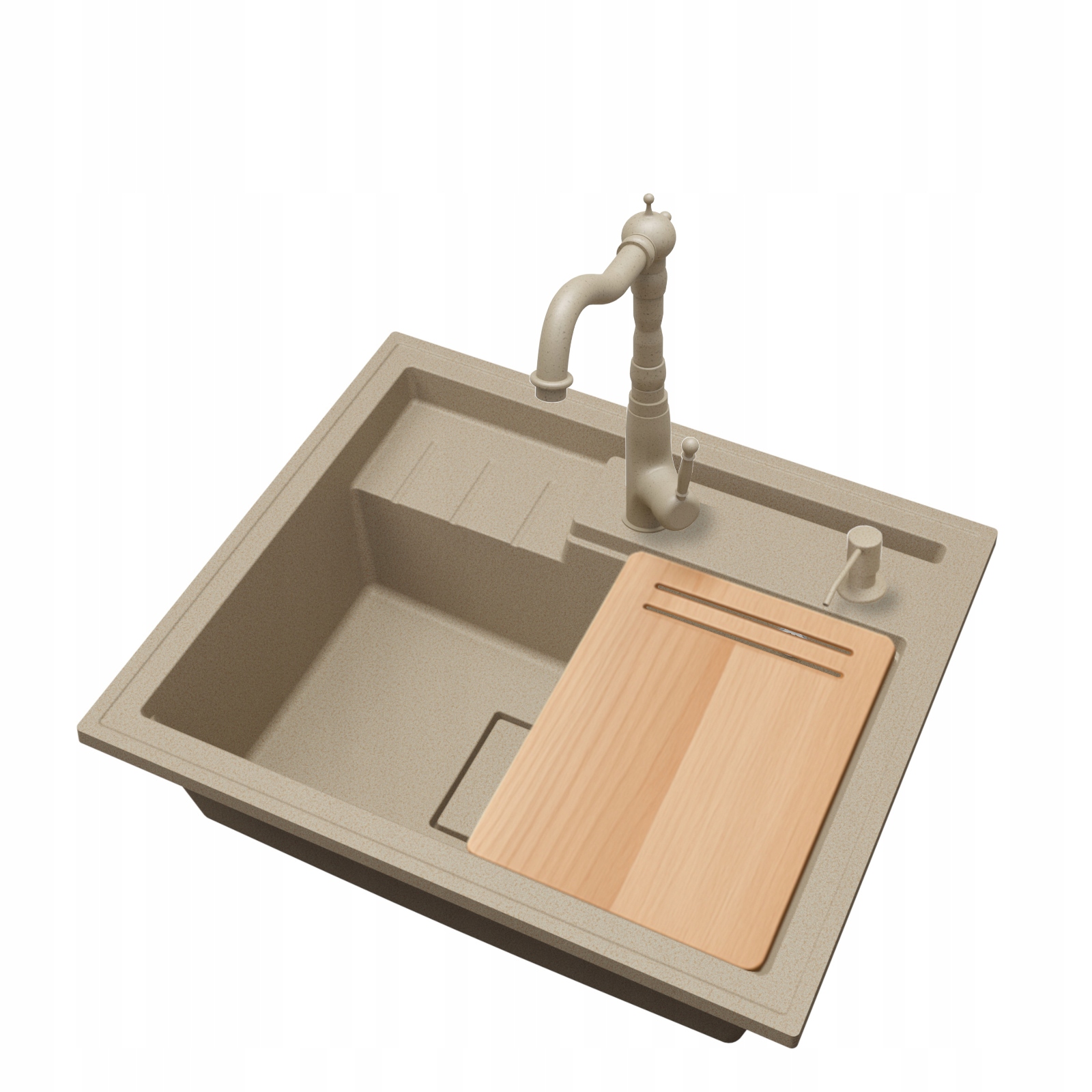 Granitový dřez Jednokomorový Elite 6052 Deska Baterie Doz Sifon