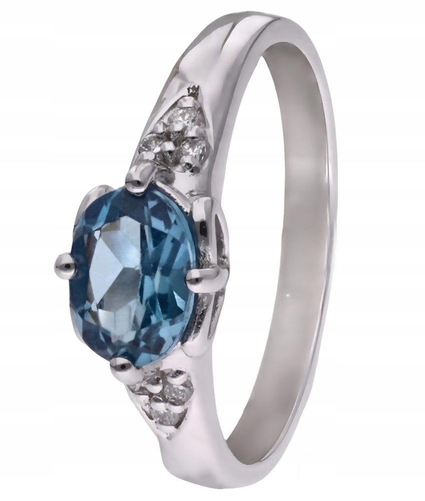 Prstýnek Ag925 topaz london blue s diamantem CVD-3365-R-TLB vel.19