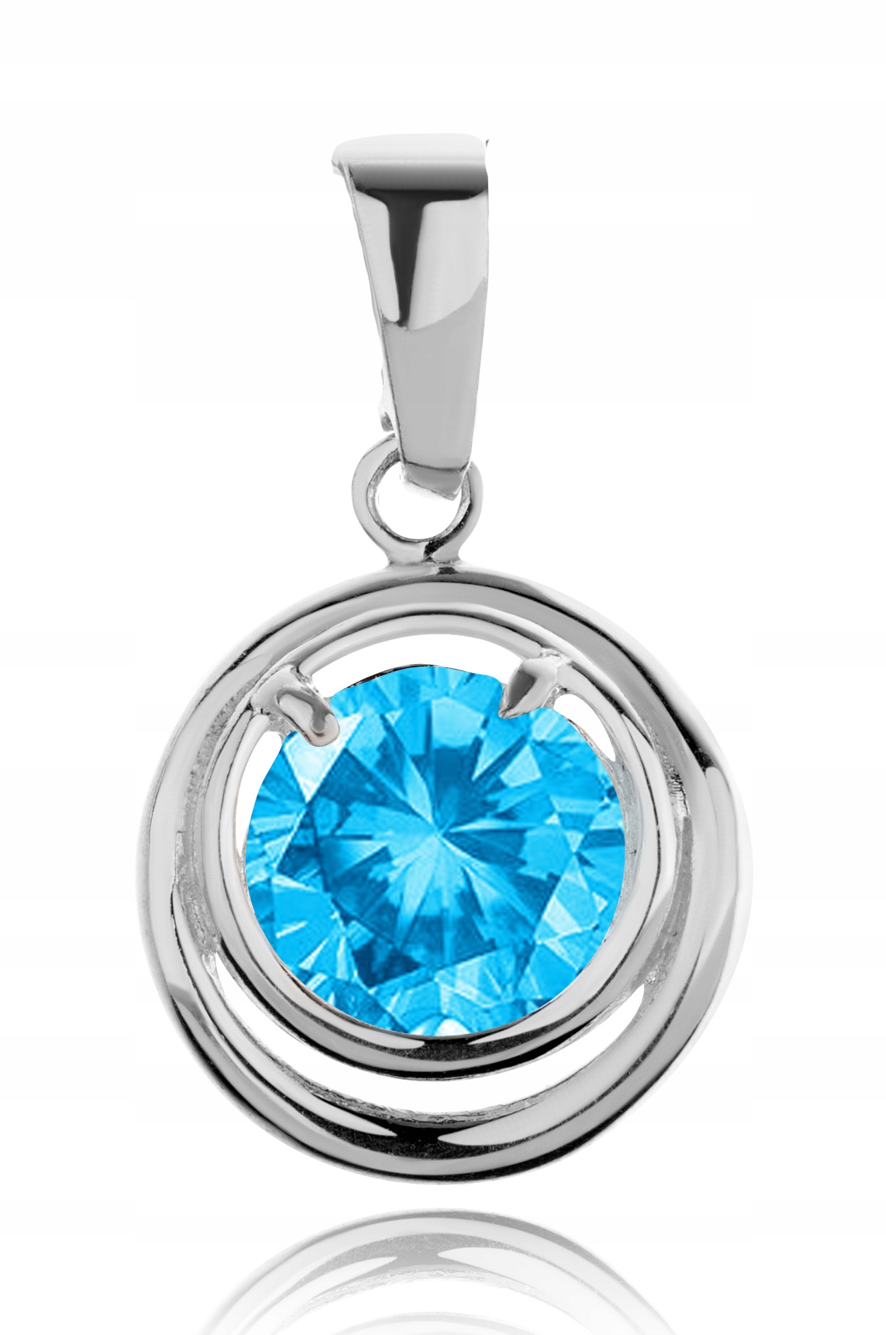 

Srebrny Wisiorek Ażurowe Koło Z Niebieską Cyrkonią