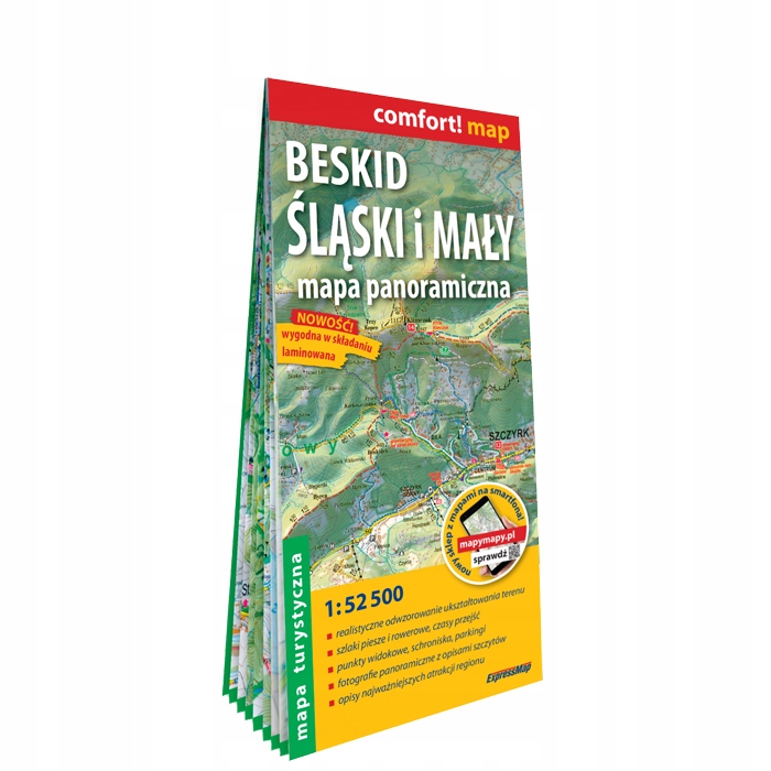 Beskid Ślaski i Mały. Mapa panoramiczna; 1:52 500