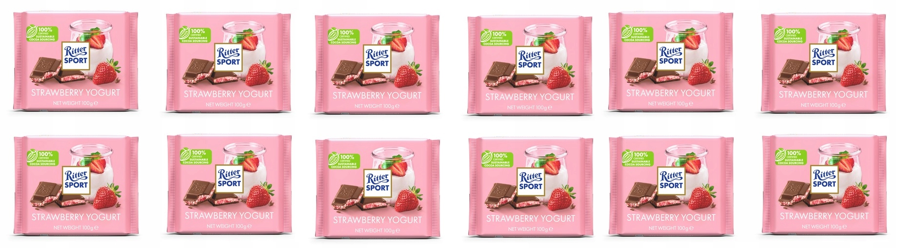 12x 100g Ritter Sport czekolada mleczna jogurt truskawka Karton