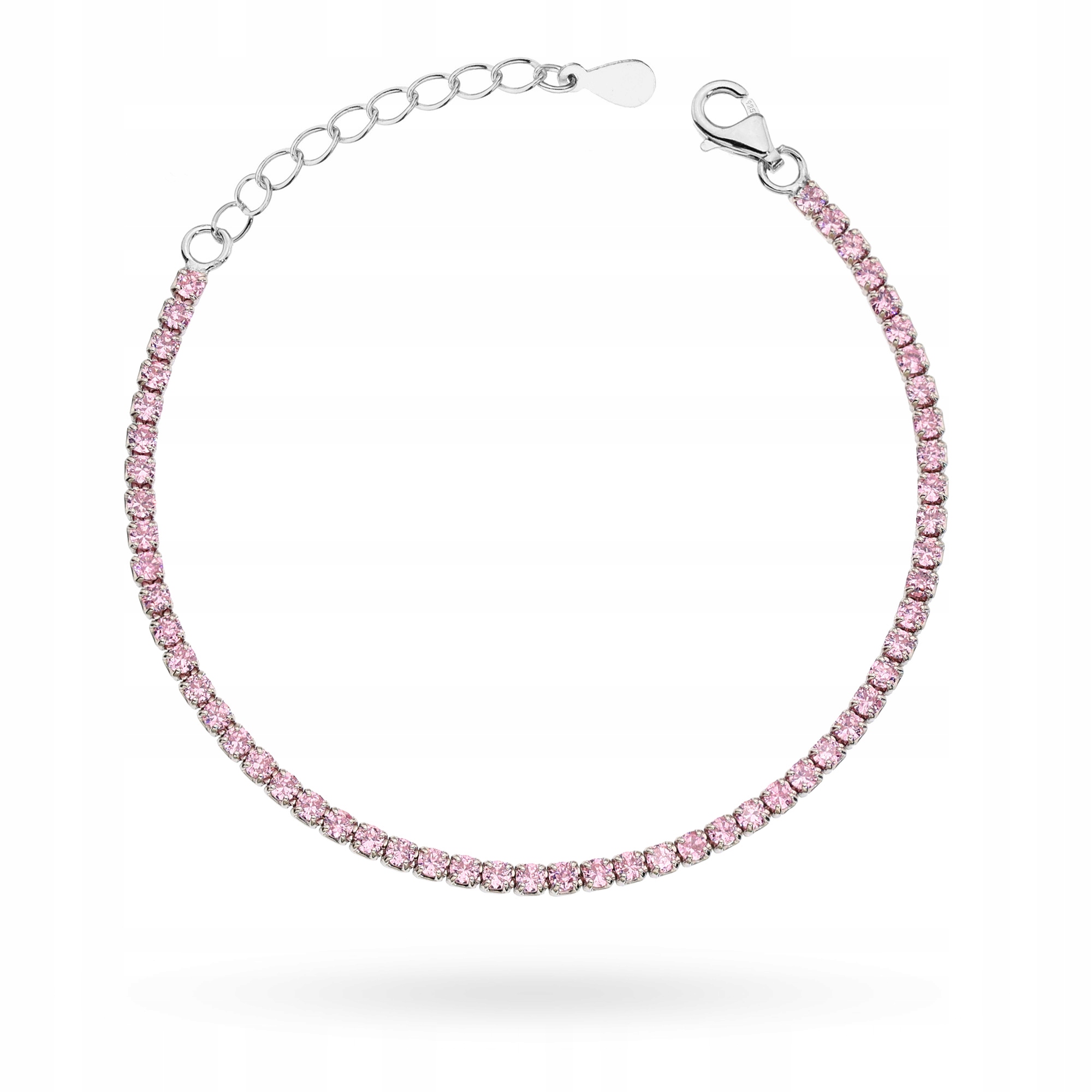 Stříbrný dámský tenisový Náramek ryzost 925 s růžovými zirkony