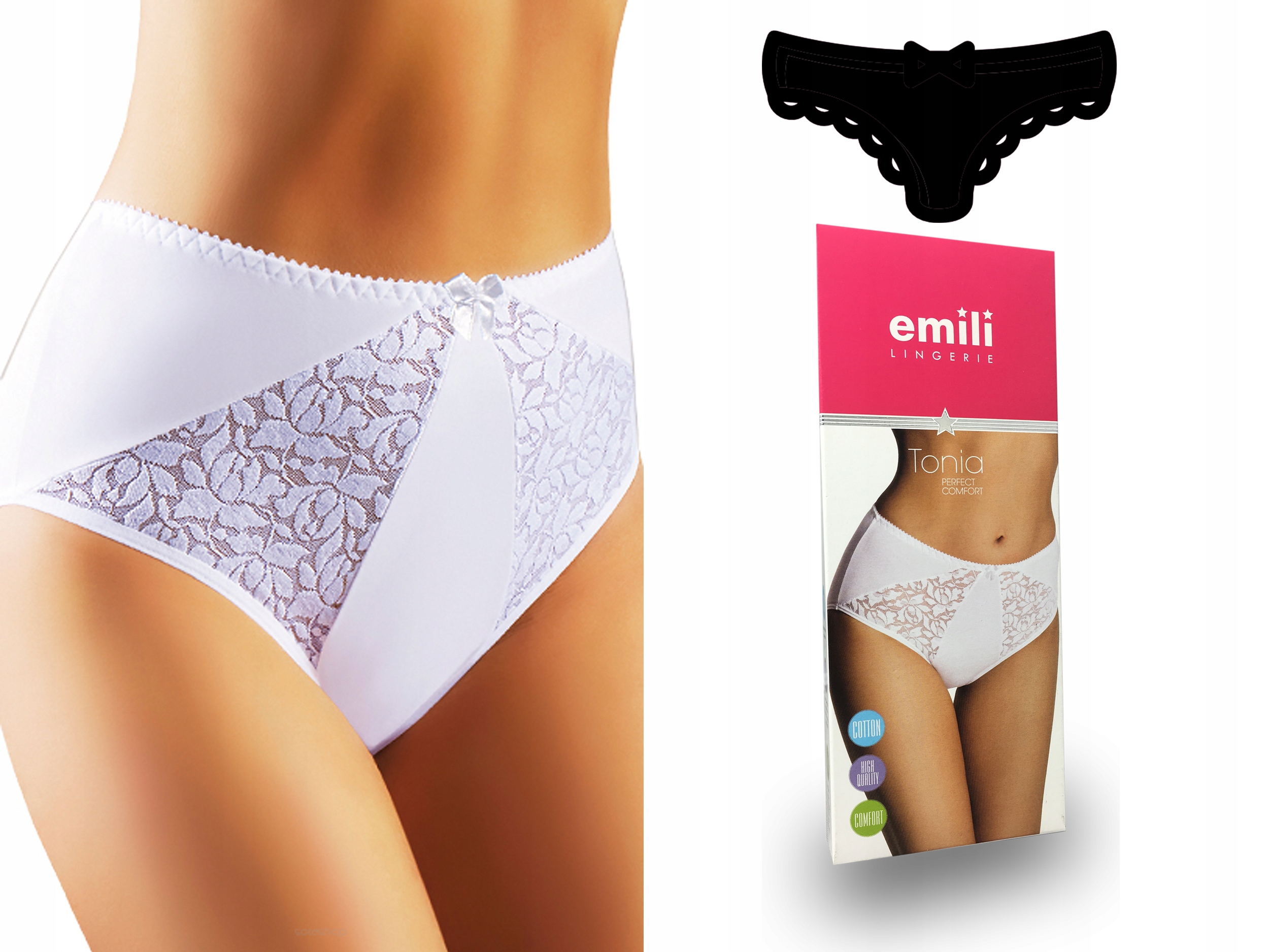 

Emili Tonia Koronkowe Figi Bawełna czarny 2XL