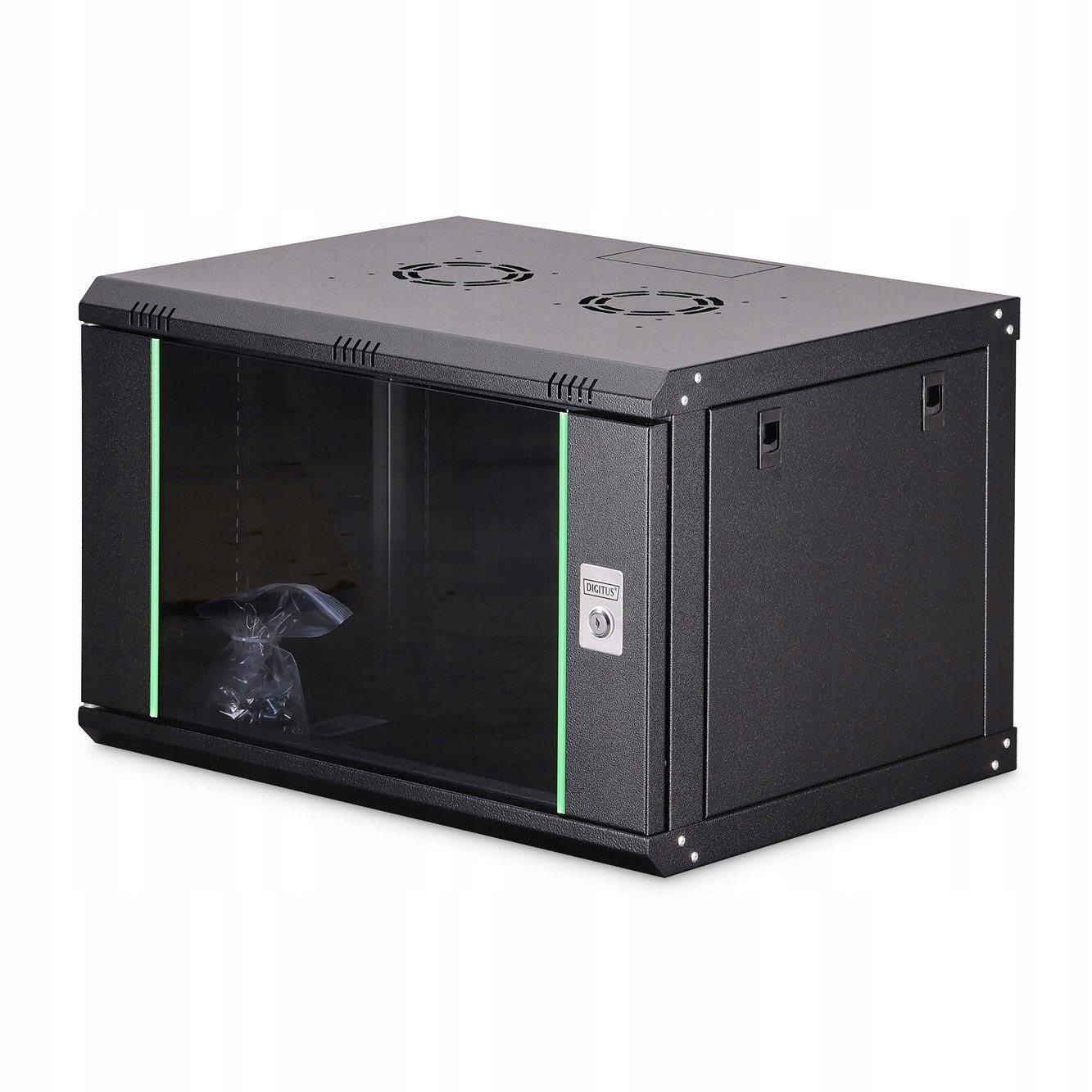 Digitus Szafa wisząca 19" 7U, 600x450 mm, czarna, drzwi szklane