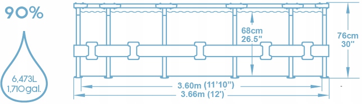BASEN STELAŻOWY BESTWAY OGRODOWY 366x76cm 56416 Kształt okrągły