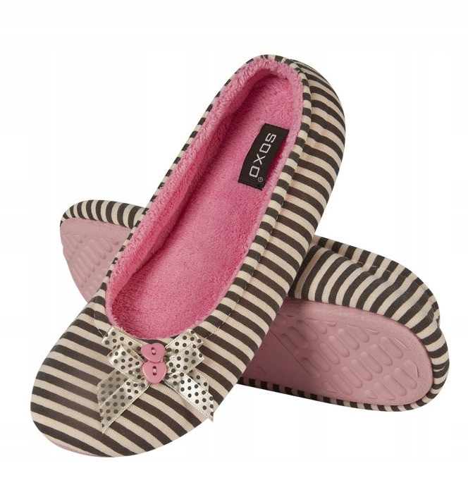 

Kapcie Domowe Baleriny Damskie Soxo z Guziczkami