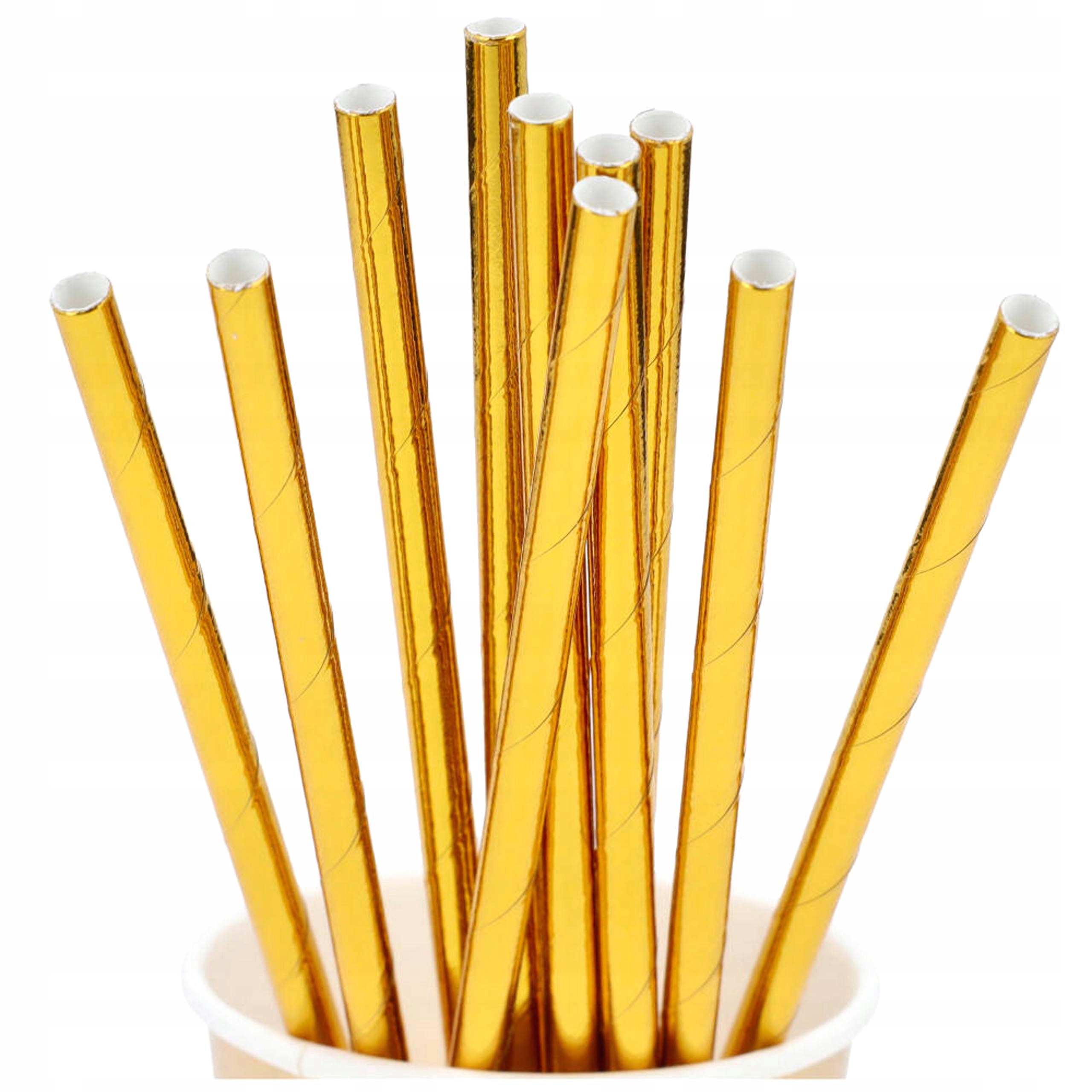 SŁOMKI PAPIEROWE jednorazowe do picia złote rurki na napoje PANIEŃSKI