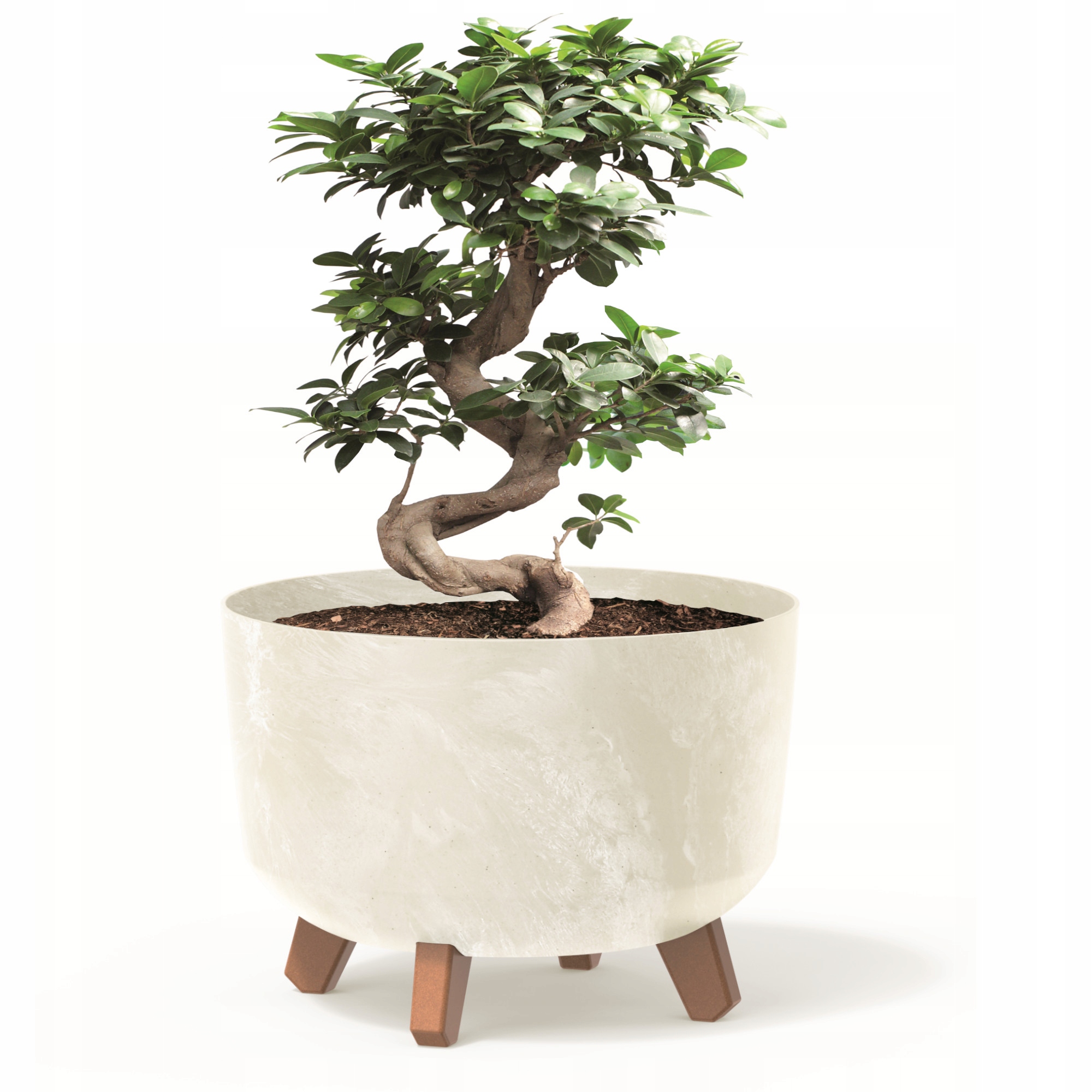 

Donica okrągła 29cm kremowy misa nóżki wkład