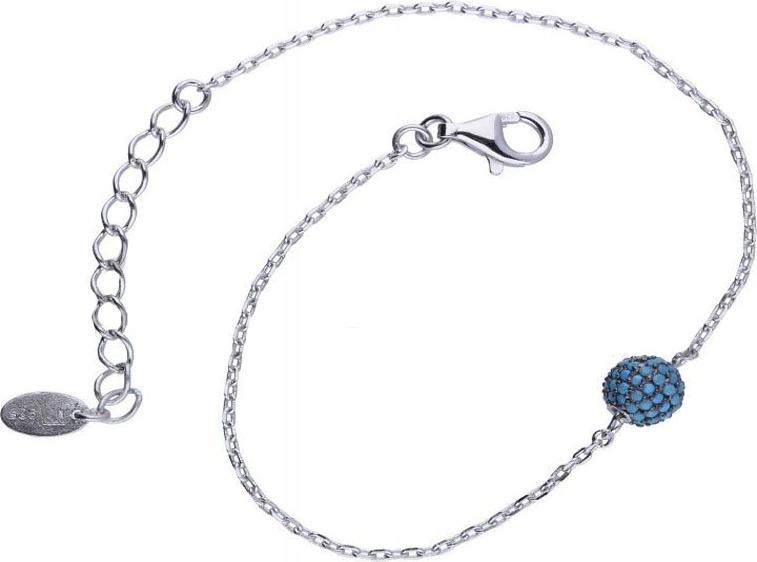 Stříbrný náramek 925, modrá kulička 1,95 g s módními přívěsky