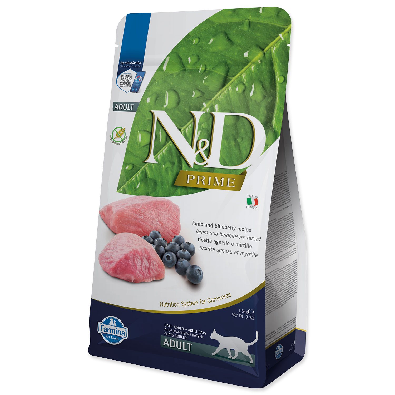 Levně N&d Prime Cat Adult Lamb & Blueberry 1,5kg