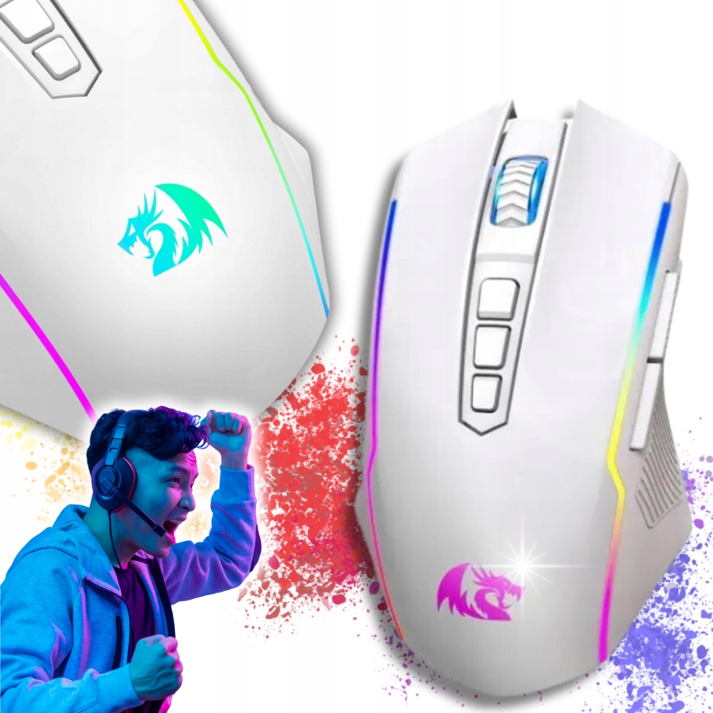 Bílá Herní Myš bezdrátová myš optická myš 10000dpi Redragon Rgb