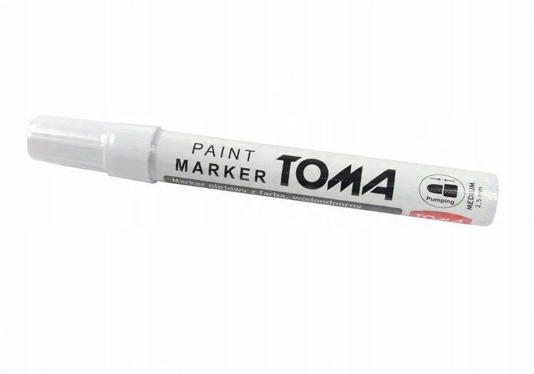 

Pisak do Opon Metalu Biały marker flamaster Toma