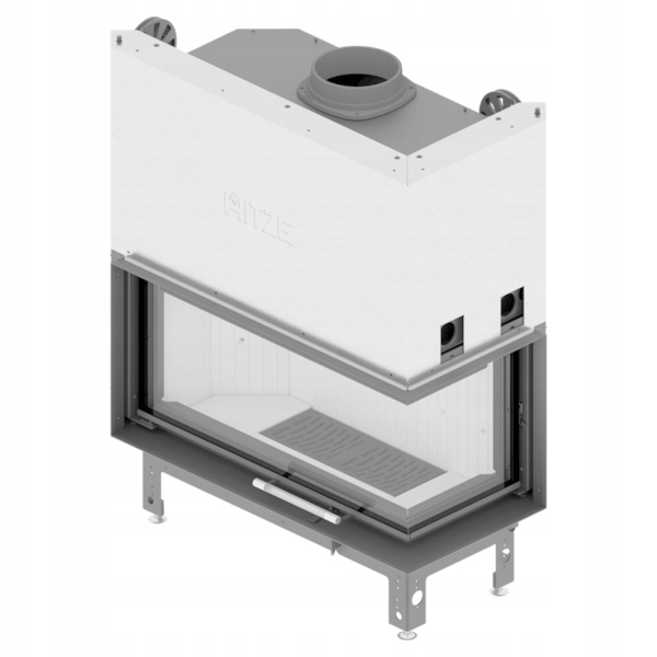 Ocelová rohová krbová vložka Kominek Albero 90x41.RG.H pravá