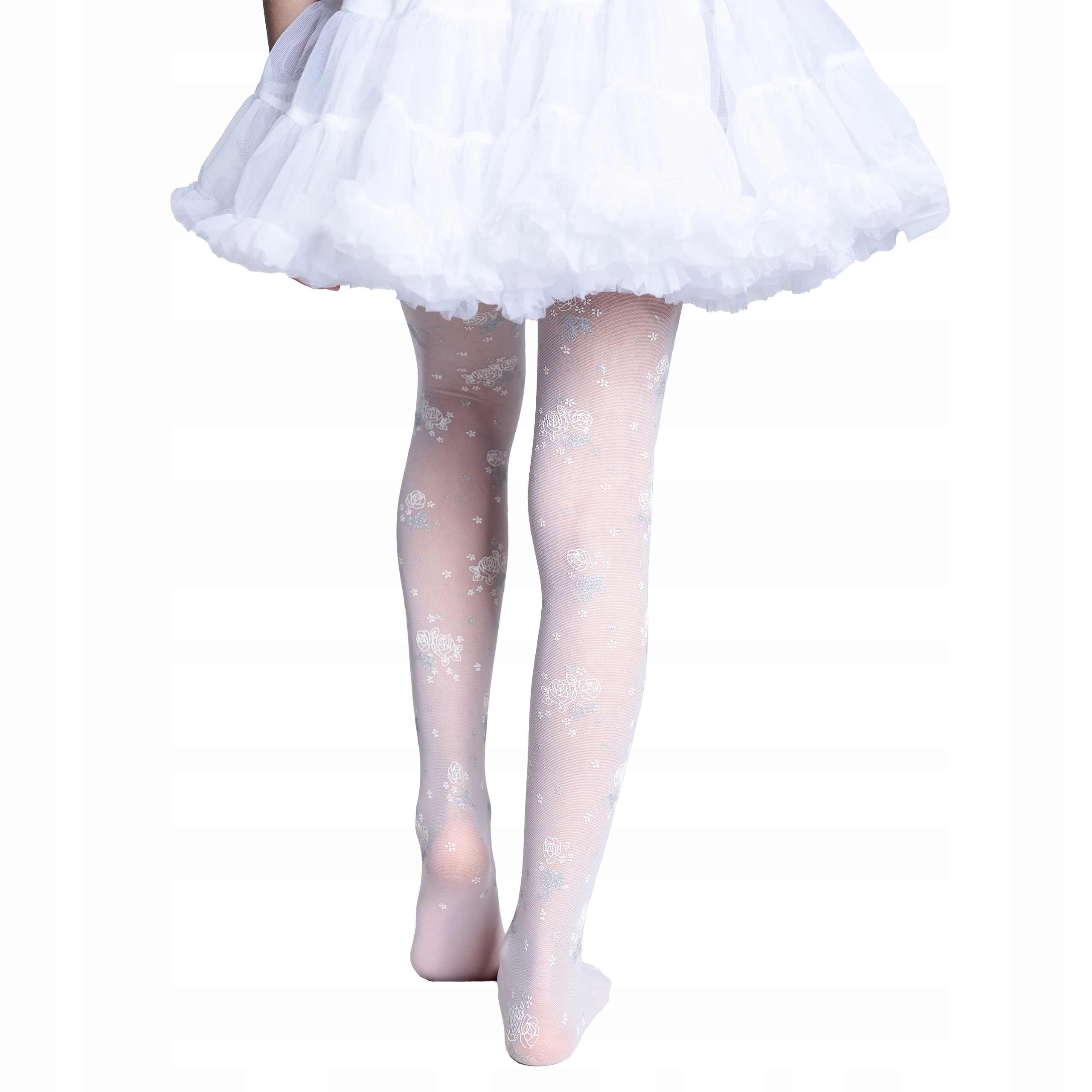 Rajstopy BIAŁE dziewczęce KOMUNIJNE z wzorem SUPER JAKOŚĆ Kolor biały