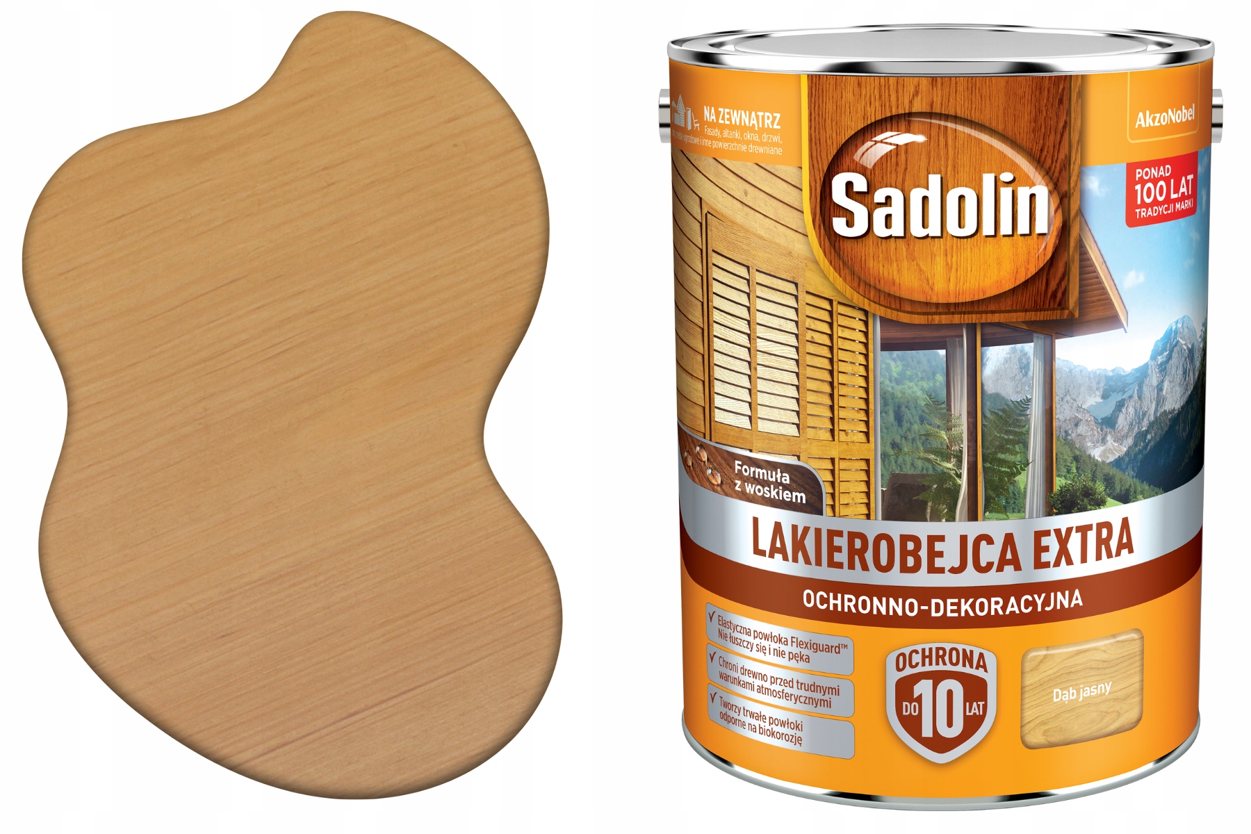 Sadoli Extra lakierobejca lazura Ochronna Dekoracyjna Dąb Jasny 5L