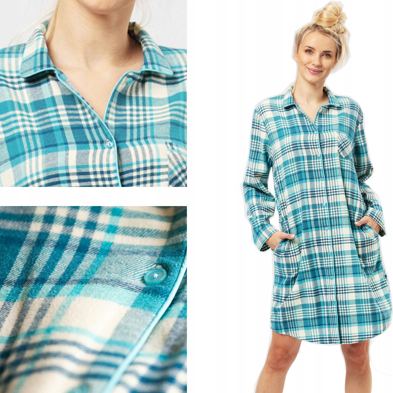 Key teplá měkká flanelová rozepínací košile dámská Lnd tyrkysová vel S