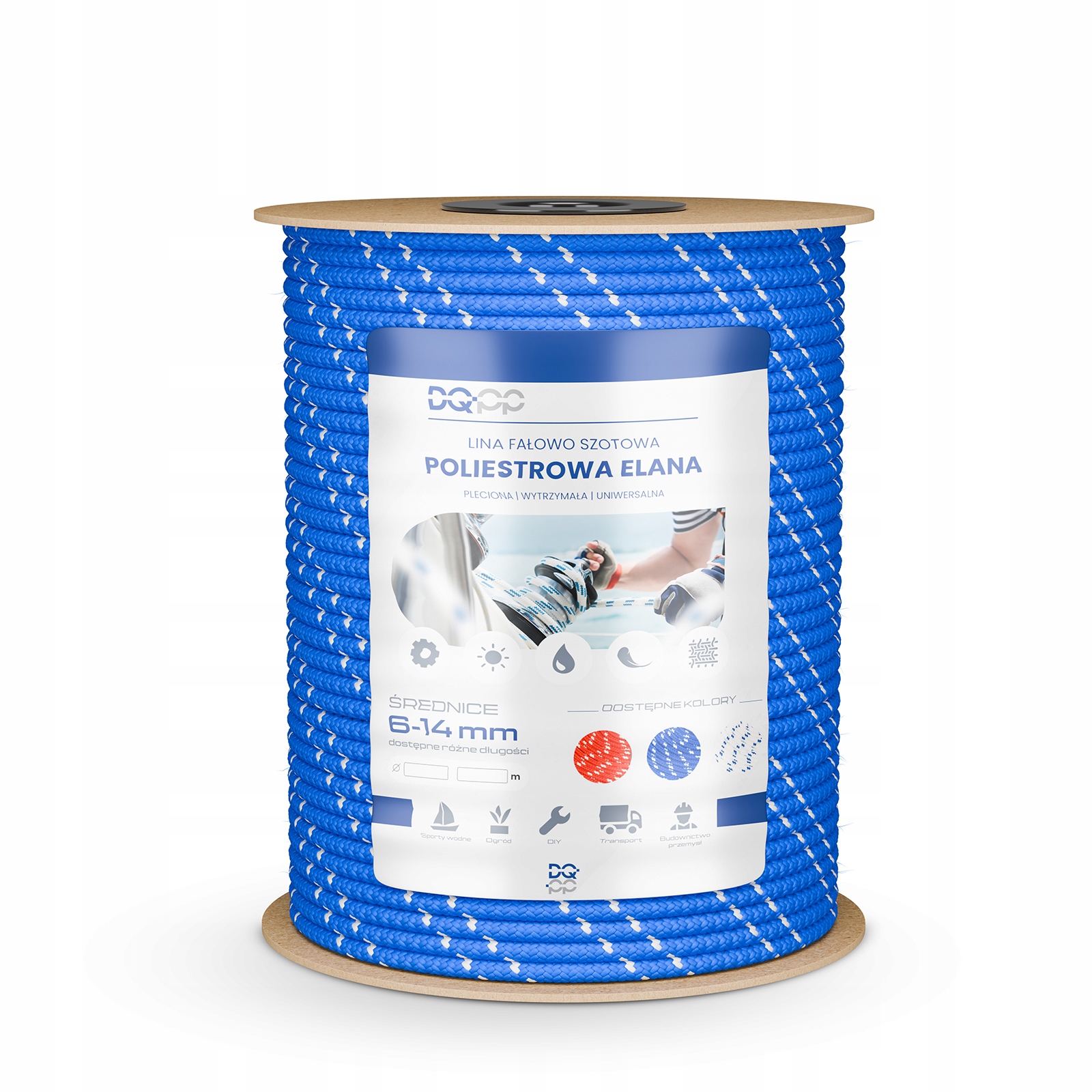 Polyesterové vlnité lano Elana 14 mm modré s bílými skvrnami 50 m