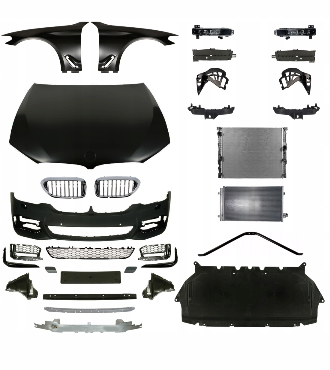 BMW 5 G30 M Pakiet 17- Zderzak Pas Maska Belka ZESTAW CZĘŚCI