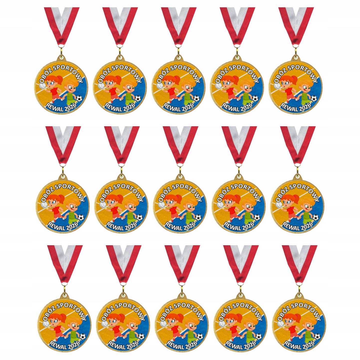 Medal Złoty Dla Dzieci Obóz Sportowy Półkolonie Nagroda Wstążka