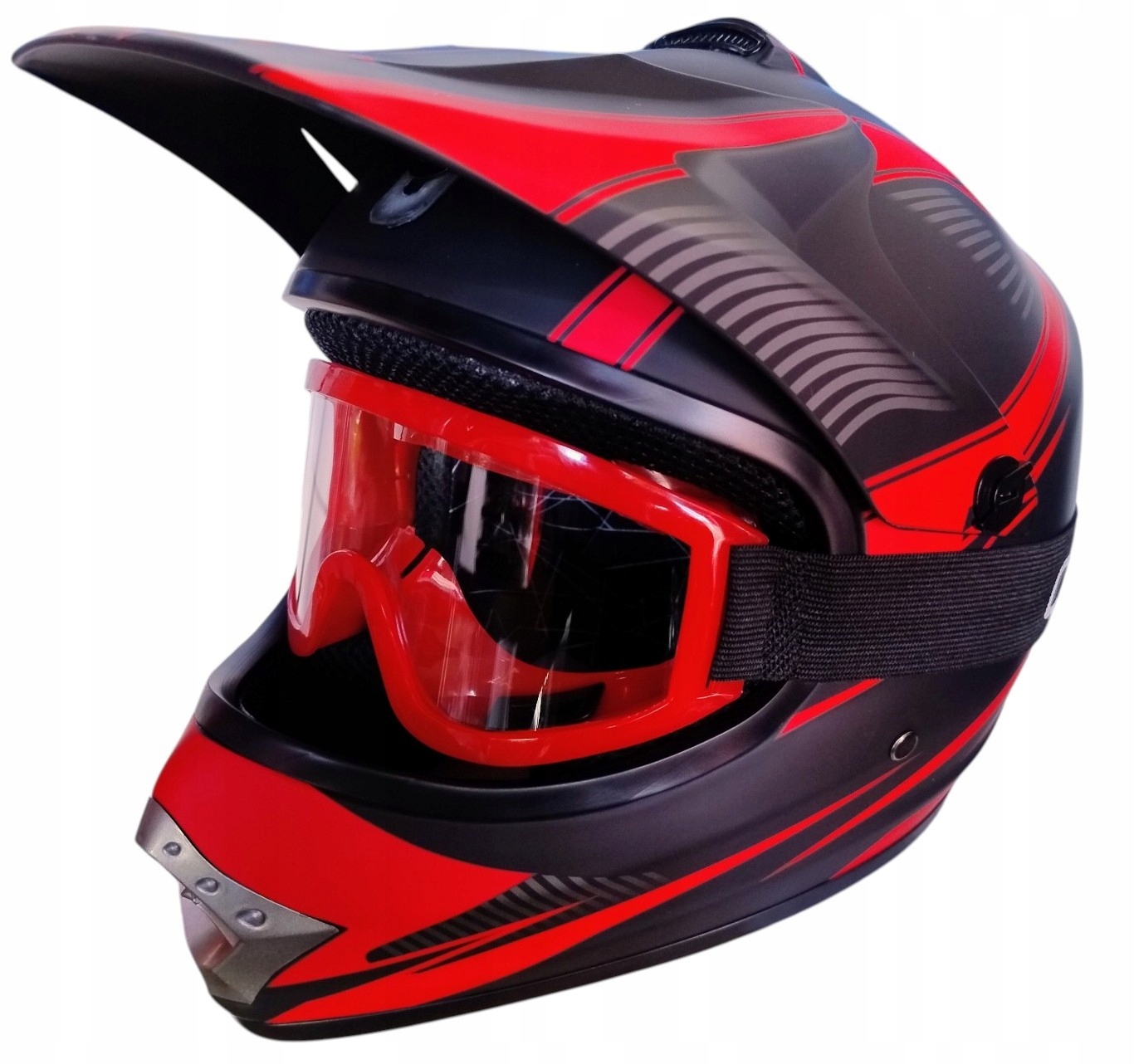 Detská prilba Cross+Okuliare Enduro Štvorkolka Atv Bmx Cross Kolobežka L 57-58 cm