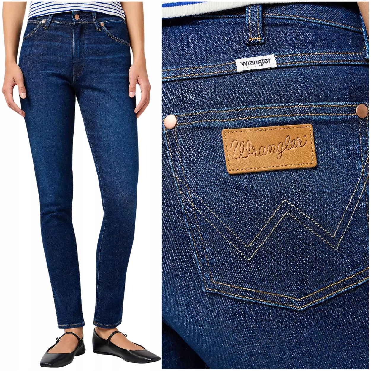 Wrangler Sienna Weathered Rinse dámské džínové kalhoty úzké nohavice 7/8 W27 L32