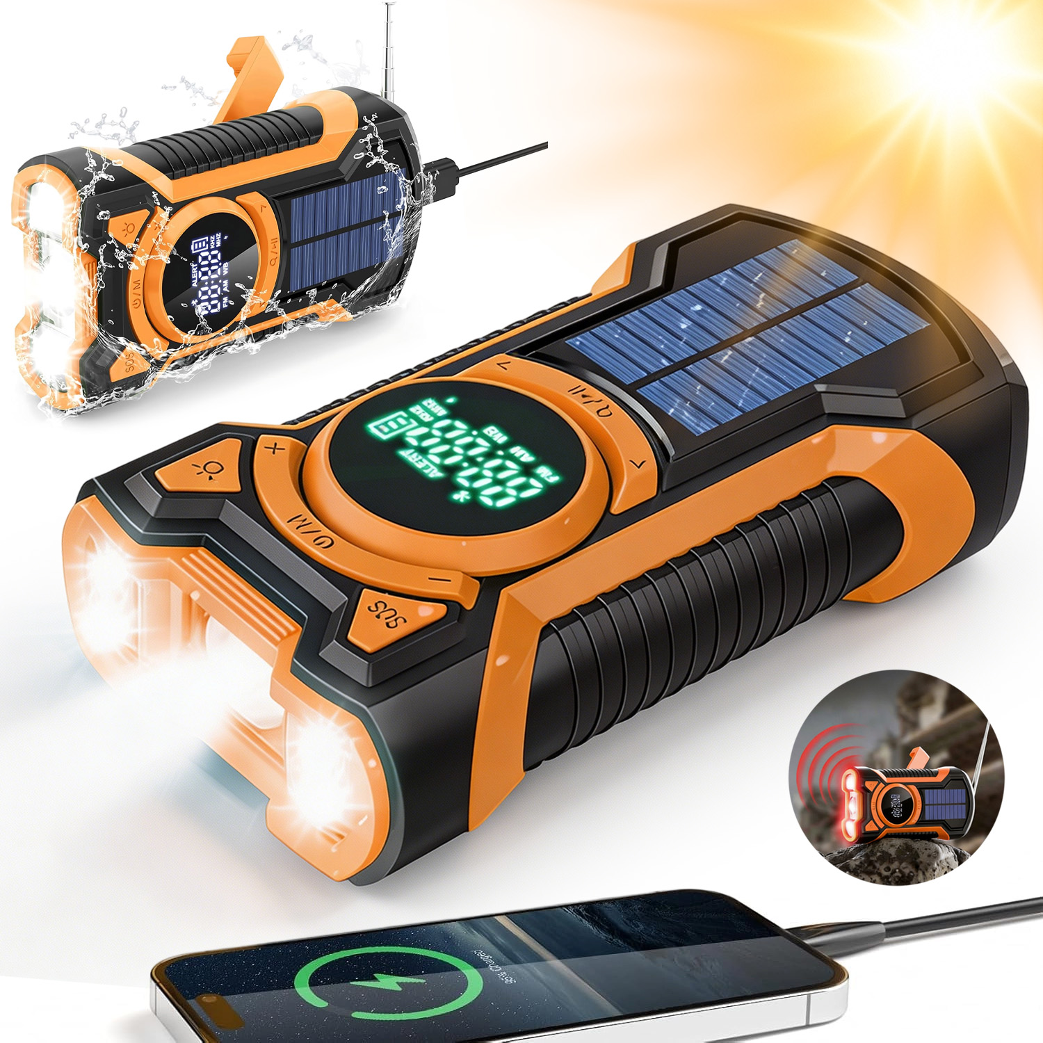 Přenosné Rádio Na Solární Kliku Sos Stavební Svítilna Powerbank 5000 mAh