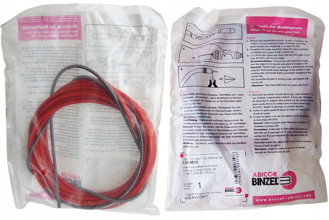 

Prowadnik drutu spiralny czerwony 5,3m Binzel ory