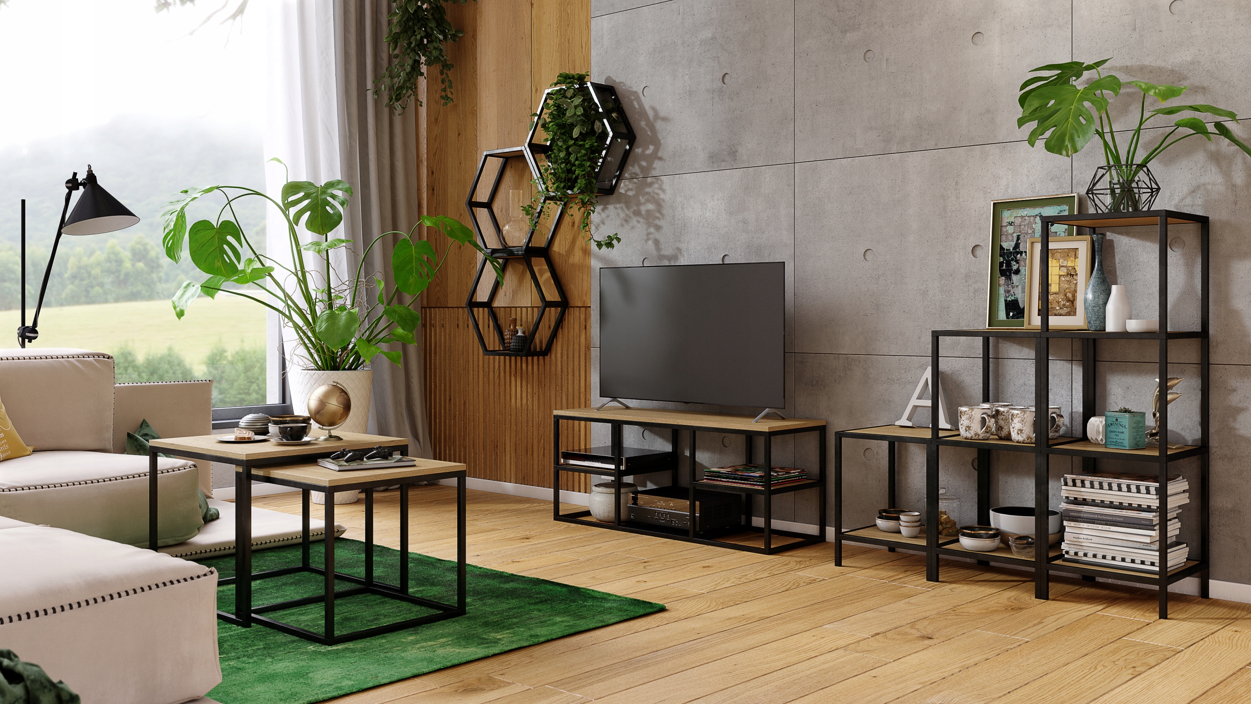 PÓŁKA LOFT INDUSTRIALNA ALU HEXAGON 30x30 MOŻLIWOŚĆ WYBORU KOLORU PŁYTY!!! Marka Alu Cube