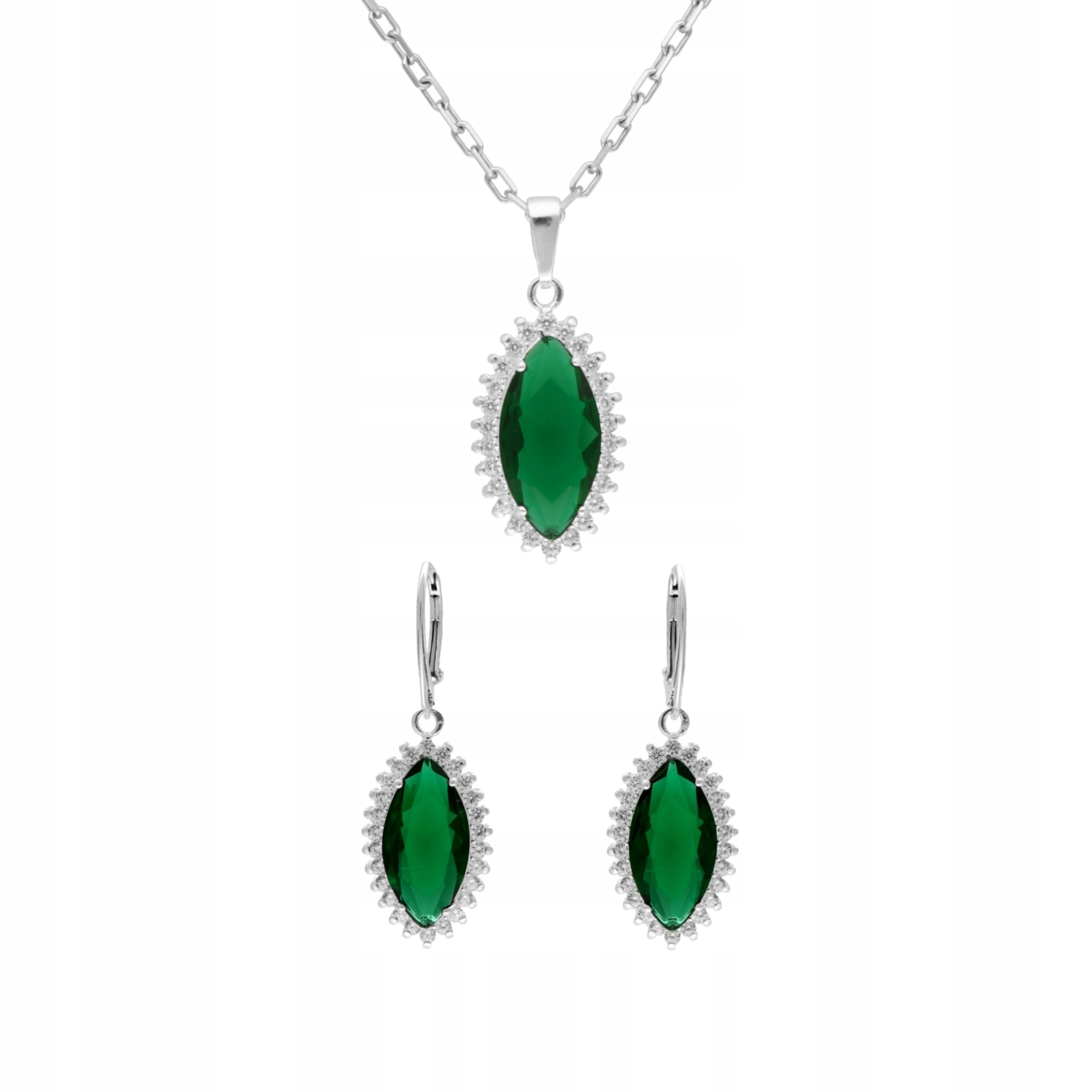 Sada markýz se smaragdovou zirkonií stříbro