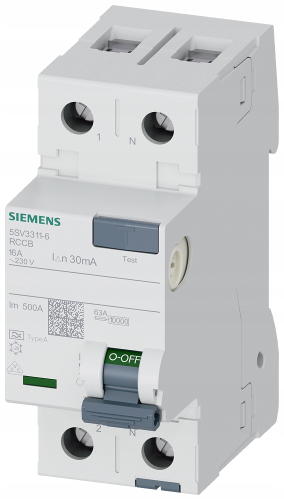 Prúdový Vypínač Rccb 2P 30mA 16A 230V Typ A Siemens 5SV3311-6