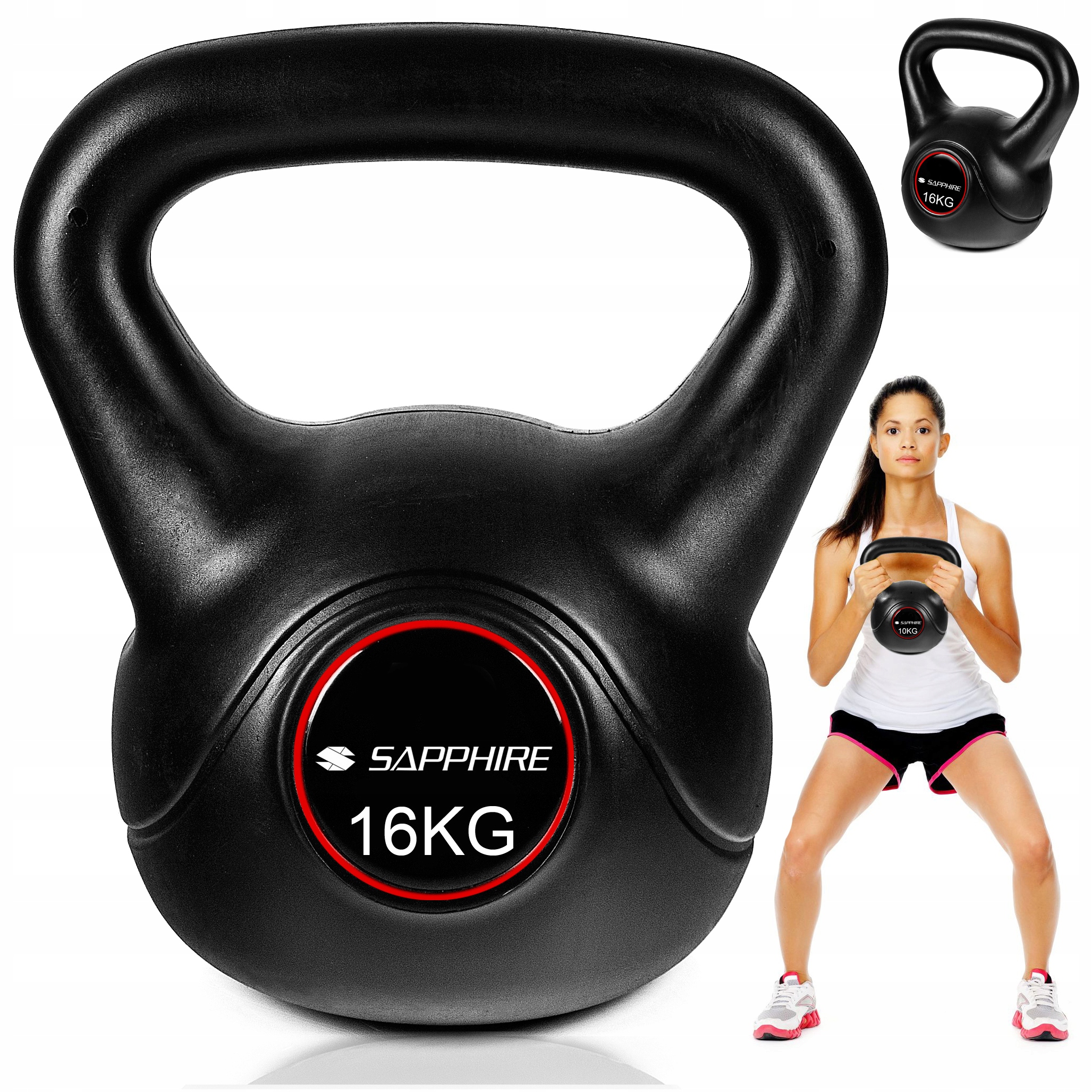 Kettlebell Odważnik kettle hantel Sapphire 16KG kula Hantla do ćwiczeń