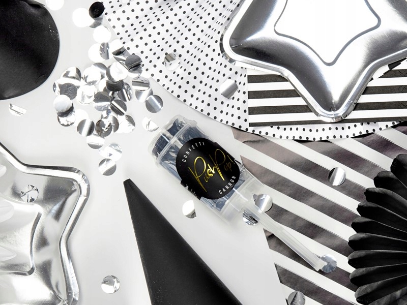 TUBA PUSH POP WYRZUTNIA KONFETTI SREBRNE STRZELAJĄCE NA URODZINY WESELE Kod producenta PPK5-018