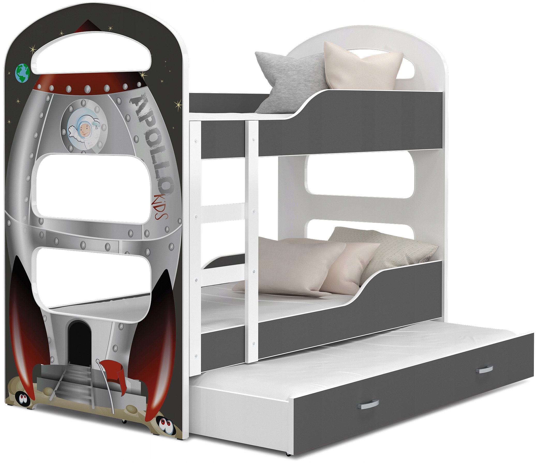 Łóżko piętrowe 190x80 + grafika DOMINIK 3-osobowe