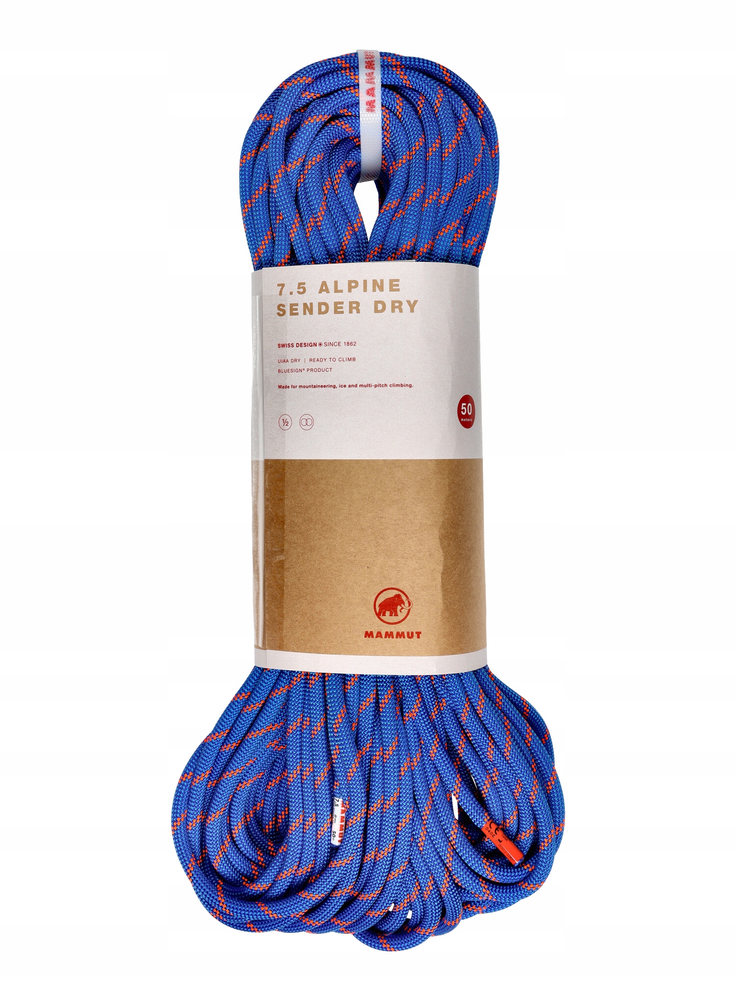 Dvojité lano Mammut 7.5 Alpine Sender Dry Rope 50 m modrá/bezpečnostní oranžová