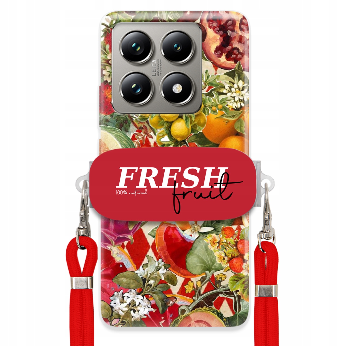 Puzdro pre Xiaomi 14T Pro Červená Crossbody šnúra držiak Fresh Fruit Ovocie