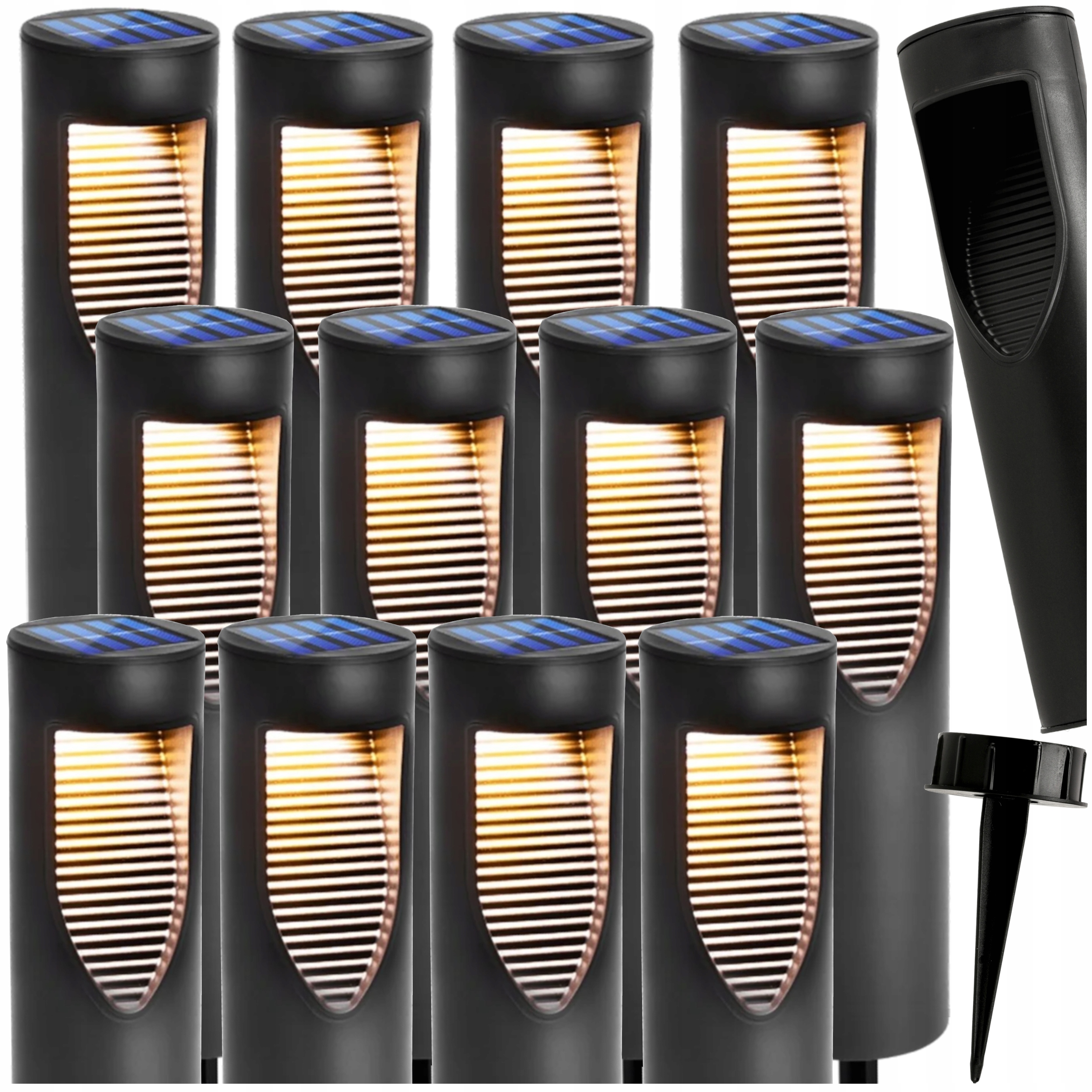 Záhradná lampa Solárny stĺpik Zatĺkacie solárne lampy IP54 Osvetľovacie 12x