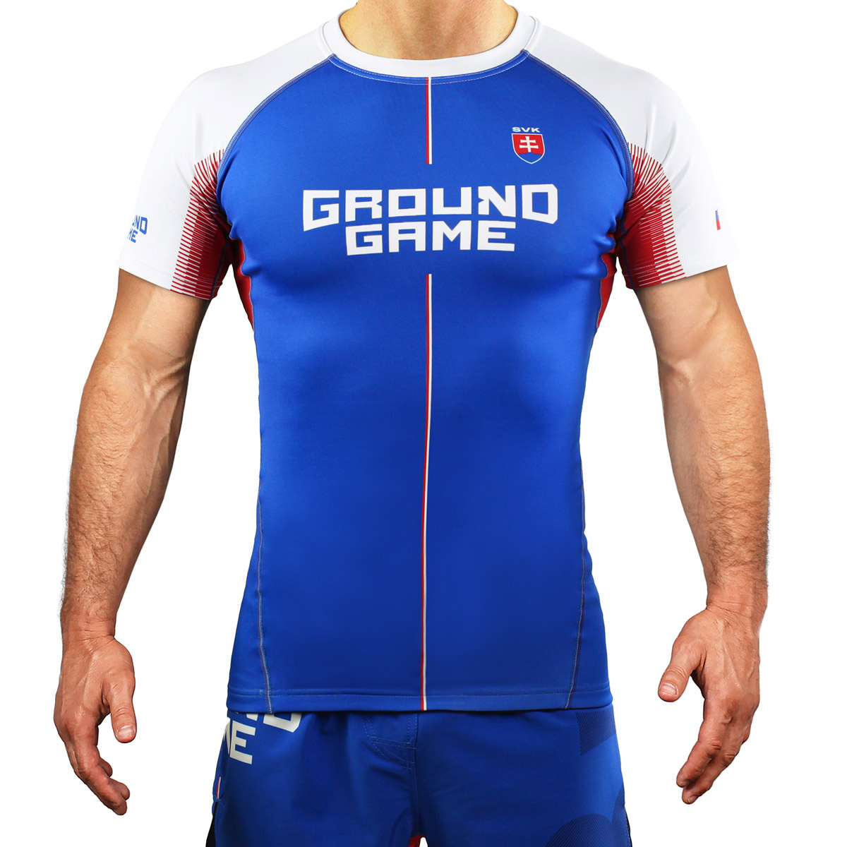 Rashguard Slovensko krátký rukáv (Modrý) Xs Ground Game