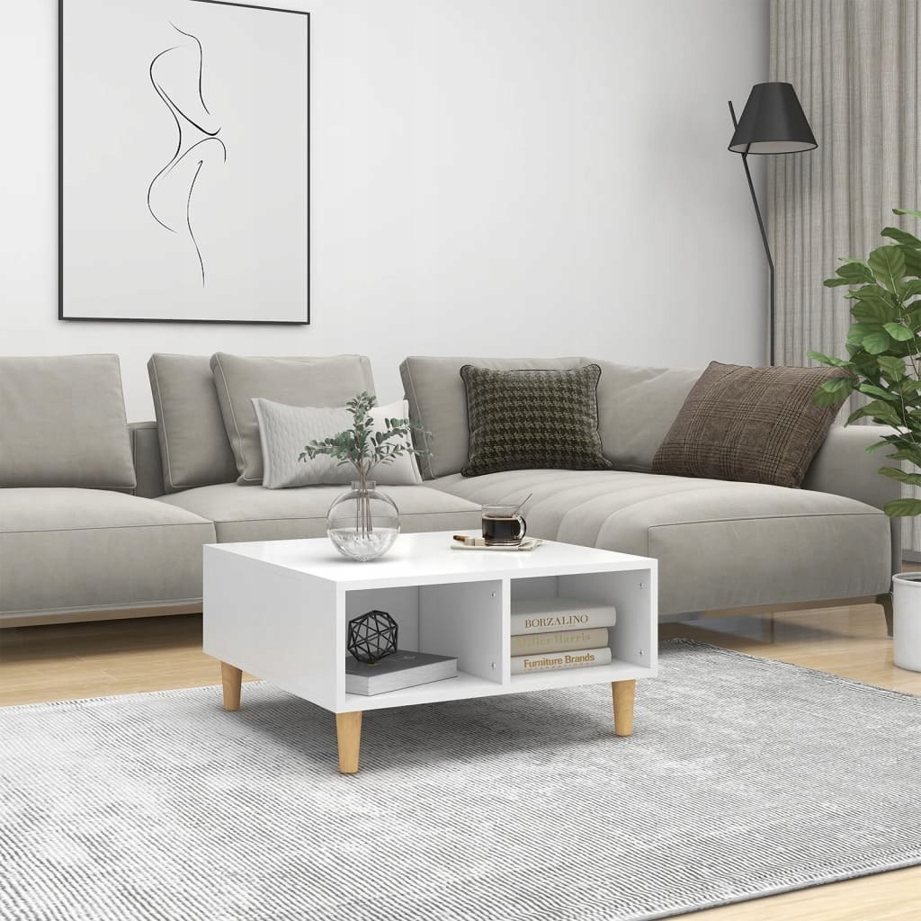 Konferenční stolek, bílý, 60x60x30 cm, materiál na bázi dřeva